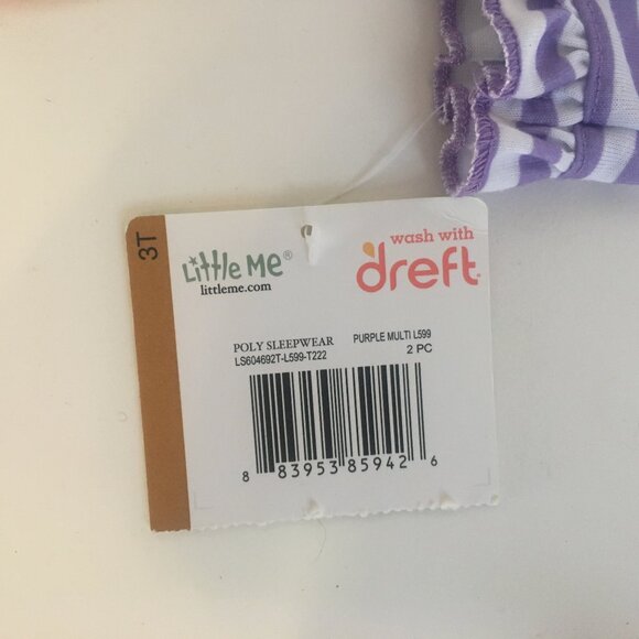 Little Me 3T Poly Sleepwear Purple White Stripe Pajama Top PJ Girls Cat New - Picture 11 of 16